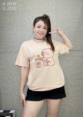 S00210- Áo thun cổ tròn BIGSIZE Quảng Châu hình Capybara chất mịn đẹp, co giãn - 18149