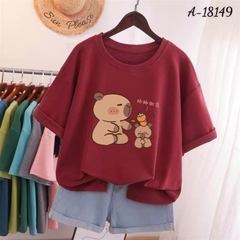S00210- Áo thun cổ tròn BIGSIZE Quảng Châu hình Capybara chất mịn đẹp, co giãn - 18149