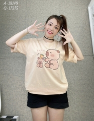 S00210- Áo thun cổ tròn BIGSIZE Quảng Châu hình Capybara chất mịn đẹp, co giãn - 18149