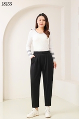 Quần tây Baggy 9 tấc BIGSIZE Quảng Châu ĐẠI lưng thun LT cạp cao, chất đẹp 1 nút - 18155- ĐEN