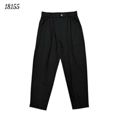 Quần tây Baggy 9 tấc BIGSIZE Quảng Châu ĐẠI lưng thun LT cạp cao, chất đẹp 1 nút - 18155- ĐEN