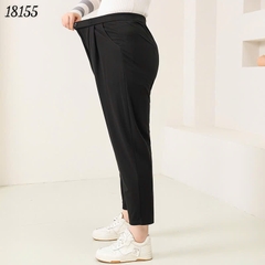 Quần tây Baggy 9 tấc BIGSIZE Quảng Châu ĐẠI lưng thun LT cạp cao, chất đẹp 1 nút - 18155- ĐEN