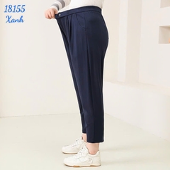 Quần tây Baggy 9 tấc BIGSIZE Quảng Châu ĐẠI lưng thun LT cạp cao, chất đẹp 1 nút - 18155- XANH