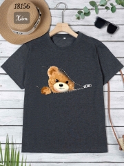 Áo thun BIGSIZE Quảng Châu size LỚN size ĐẠI hình G- k.éo lạ mắt - 18156 - XÁM