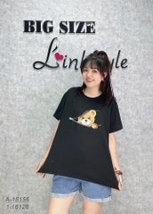 SALE-- Áo thun BIGSIZE Quảng Châu size LỚN size ĐẠI hình G- k.éo lạ mắt - 18156 - Đen