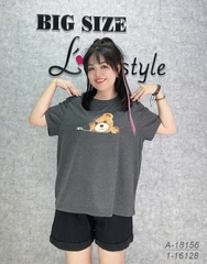 Áo thun BIGSIZE Quảng Châu size LỚN size ĐẠI hình G- k.éo lạ mắt - 18156 - XÁM