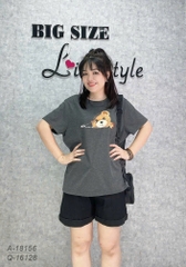 Áo thun BIGSIZE Quảng Châu size LỚN size ĐẠI hình G- k.éo lạ mắt - 18156 - XÁM