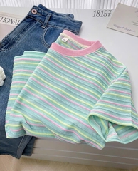 18157 - Áo thun sọc 00288 XANH