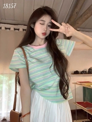 18157 - Áo thun sọc 00288 XANH