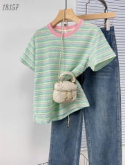 18157 - Áo thun sọc 00288 XANH