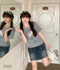 18160 Áo CropRop Tho- MINI XÁM