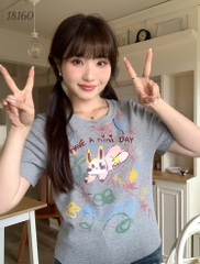 18160 Áo CropRop Tho- MINI XÁM