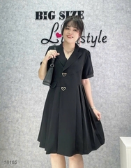 Đầm Vest BIGSIZE đi tiệc sang tong thiết kế 2 nút kiểu hình Tim sang trọng dáng A che bụng - 18165 - tiec