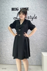 Đầm Vest BIGSIZE đi tiệc sang tong thiết kế 2 nút kiểu hình Tim sang trọng dáng A che bụng - 18165 - tiec