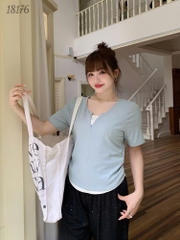 S-0030- 18176 Áo kéo V - XANH