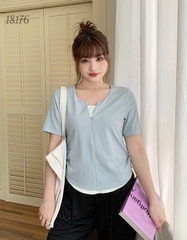 S-0030- 18176 Áo kéo V - XANH