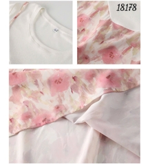 18178 Đầm yếm 2d 00414 Hoa - HỒNG