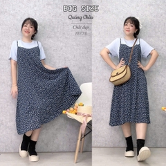 18178 Đầm yếm 2d 00414 Hoa- XANH