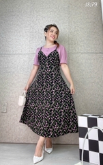 18179 Đầm yếm nút 2d Tay -00344-TÍM