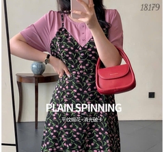 18179 Đầm yếm nút 2d Tay -00344-TÍM