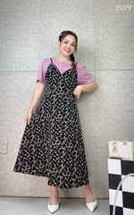 18179 Đầm yếm nút 2d Tay -00344-TÍM