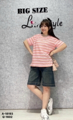 Áo thun BIGSIZE Quảng Châu kẻ Sọc sắc màu Ngọt Ngào dễ thương - 18193