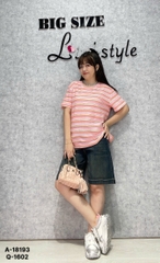 Áo thun BIGSIZE Quảng Châu kẻ Sọc sắc màu Ngọt Ngào dễ thương - 18193