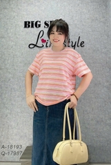 Áo thun BIGSIZE Quảng Châu kẻ Sọc sắc màu Ngọt Ngào dễ thương - 18193