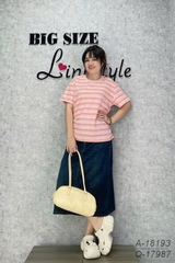 Áo thun BIGSIZE Quảng Châu kẻ Sọc sắc màu Ngọt Ngào dễ thương - 18193