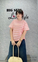 Áo thun BIGSIZE Quảng Châu kẻ Sọc sắc màu Ngọt Ngào dễ thương - 18193