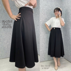 18167 Váy dài 2 nút 00297 ĐEN