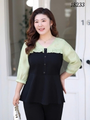 18233 Áo peplum 00288 tay XANH