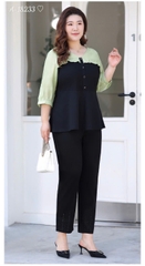 18233 Áo peplum 00288 tay XANH