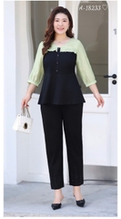 18233 Áo peplum 00288 tay XANH