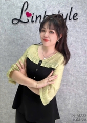 18233 Áo peplum 00288 tay XANH