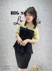 18233 Áo peplum 00288 tay XANH