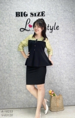 18233 Áo peplum 00288 tay XANH