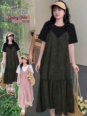 SALE - 18250 Đầm Yếm 00424 suông DC- XÁM