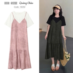 SALE - 18250 Đầm Yếm 00424 suông DC- XÁM