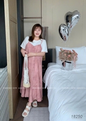 SALE - 18250  Đầm Yếm 00424 suông DC - HỒNG