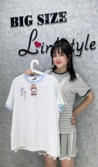 Áo thun BIGSIZE kẻ sọc logo G- thun cotton chất đẹp- 00261 - 18277