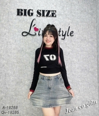 Quần váy Jean BIGSIZE QCCC chất jean co giãn nhiều dáng A lên form đẹp 00378-18285 - Xanh Nhạt