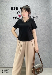 18307 A. Cổ tim 00270 Ren #63785 Trơn - ĐEN