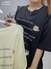 Áo thun BIGSIZE QCCC OVS OverSize chất đẹp chữ nhỏ ly cf - 18319