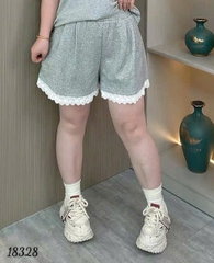 Quần Váy BIGSIZE dáng A short đùi lai Ren lưng thun 18328 - XÁM