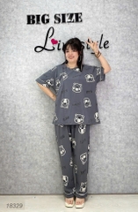 Bộ dài BIGSIZE QCCC thun cotton mịn đẹp loại 1, SD.TN DAI 100kg- 110kg,Cổ tròn #6607 18329- XÁM