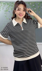 S-0020--18369 A.Polo sọc- 00288 - ĐEN