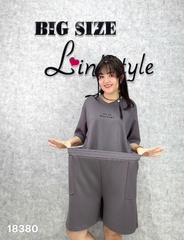 Bộ đùi màu trơn BIGSIZE QCCC trơn cổ tim SOU - 18380