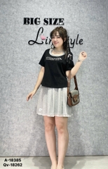 Áo thun BIGSIZE QCCC cổ yếm chất đẹp co giãn nhiều tôn sáng eo thon - 18385 - Đen