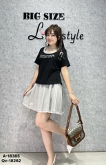 Áo thun BIGSIZE QCCC cổ yếm chất đẹp co giãn nhiều tôn sáng eo thon - 18385 - Đen